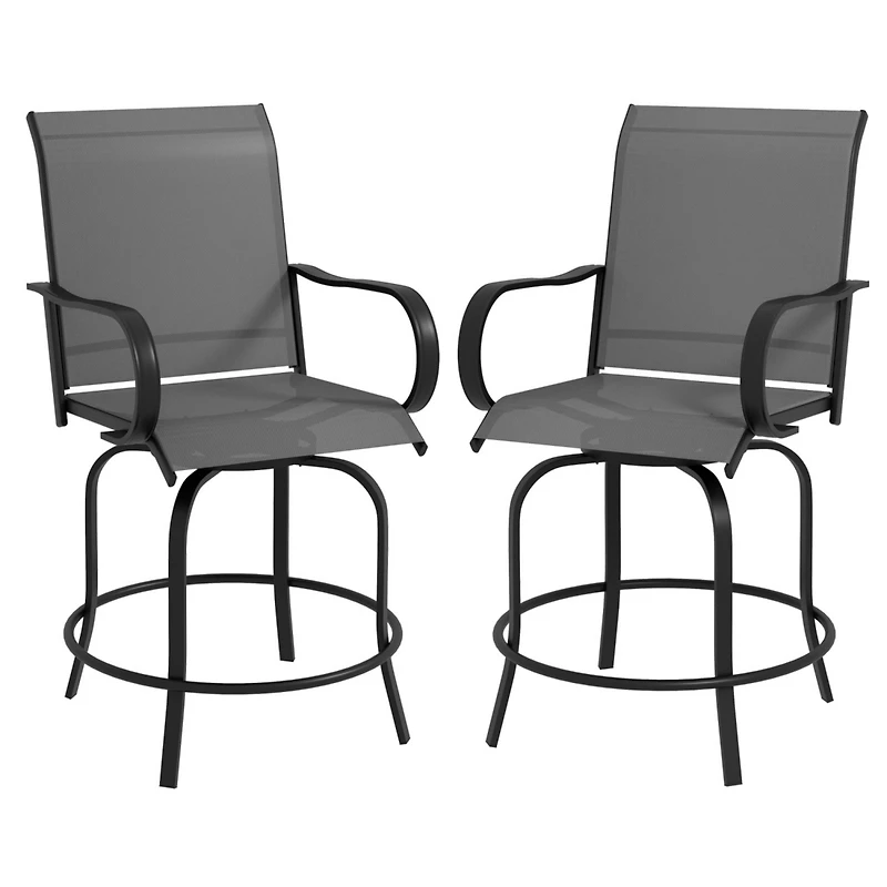 Outdoor Swivel Bar Stools with Armrests, 2-Pack
