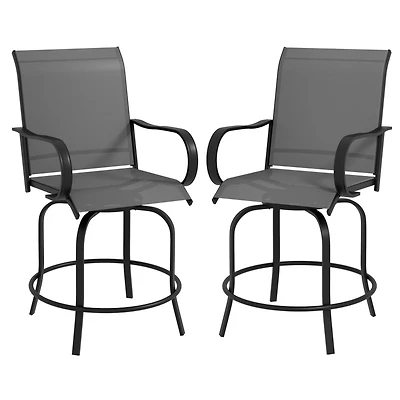 Outdoor Swivel Bar Stools with Armrests, 2-Pack