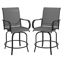 Outdoor Swivel Bar Stools with Armrests, 2-Pack