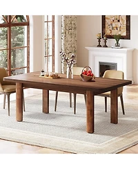 Tribesigns Wood Dining Table for 4-6 People, 63-Inch Farmhouse Kitchen Table with Solid Wood Legs, Rectangular Dinner Table for Dining Room, Kitchen,