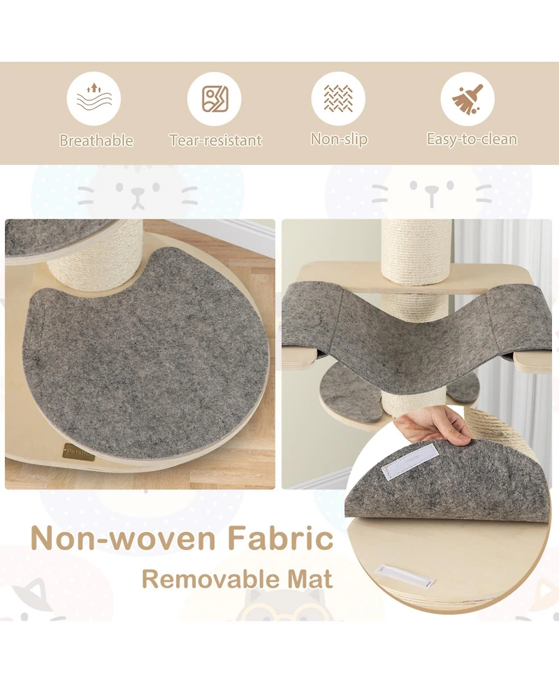 Skonyon 47 Inches Cat Tree for Indoor Cats with Thickened Sisal Scratching Posts-Gray