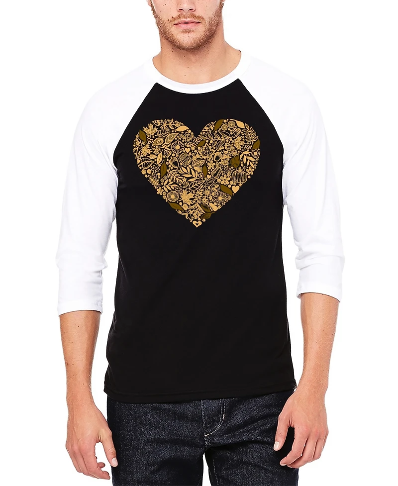 La Pop Art Men's Fall Vibes Raglan Baseball Word Art T-Shirt