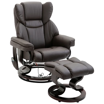 Massage Recliner Chair with Ottoman, 360 Swivel Recliner and Footstool