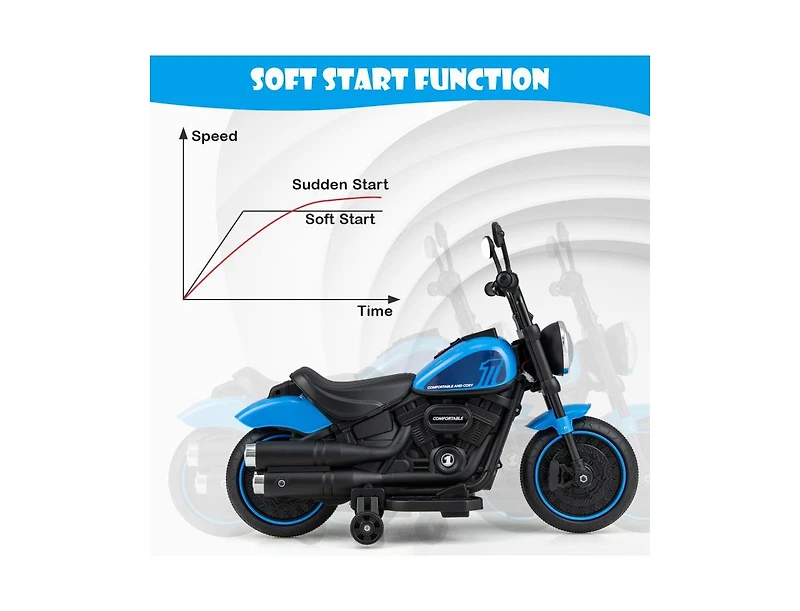 Kids Electric Motorcycle with Training Wheels and Led Headlights-Pink