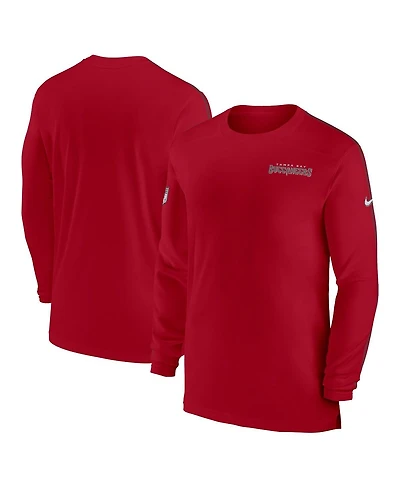 Nike Men's Red Tampa Bay Buccaneers Sideline Coach Uv Performance Long Sleeve T-Shirt