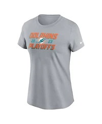 Nike Women's Gray Miami Dolphins 2023 Nfl Playoffs Iconic T-Shirt