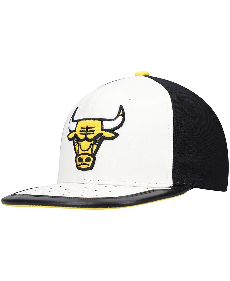 Mitchell & Ness Men's White/Yellow Chicago Bulls Day One Snapback Hat