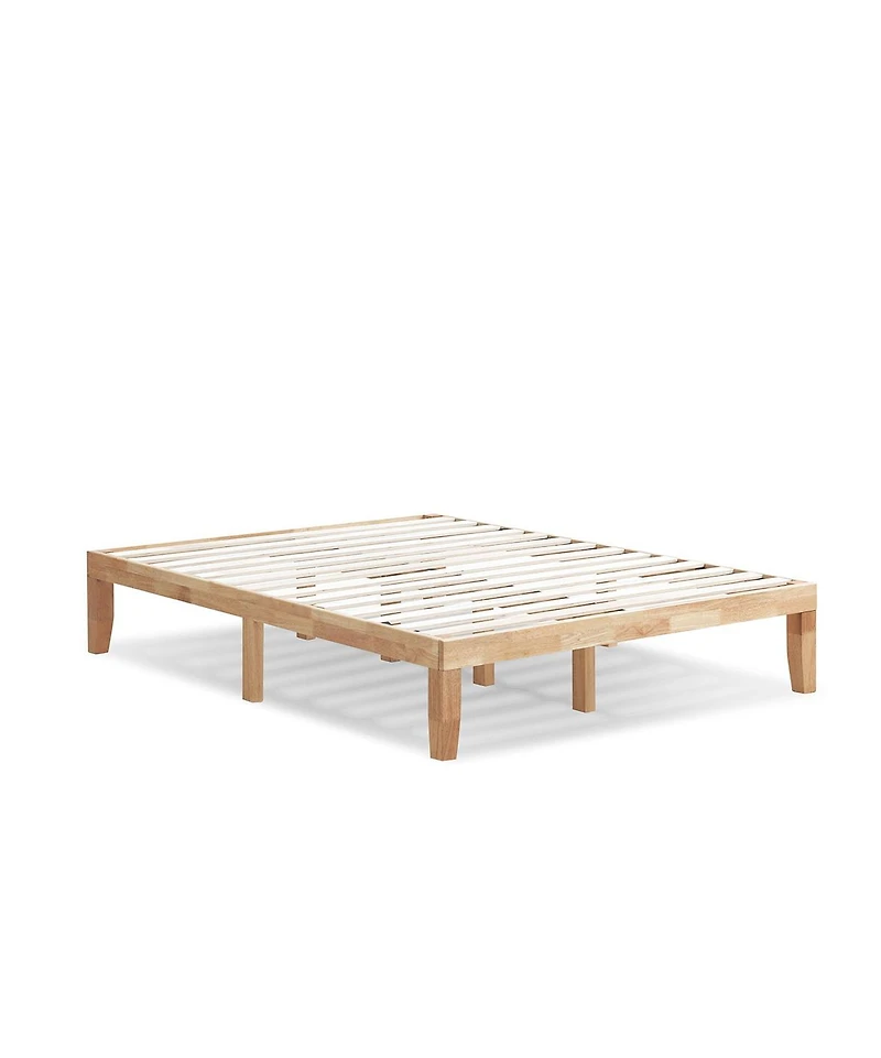 Gymax 14'' Queen Size Wooden Platform Bed Frame w/ Strong Slat Support Natural