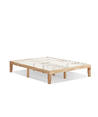 Gymax 14'' Queen Size Wooden Platform Bed Frame w/ Strong Slat Support Natural