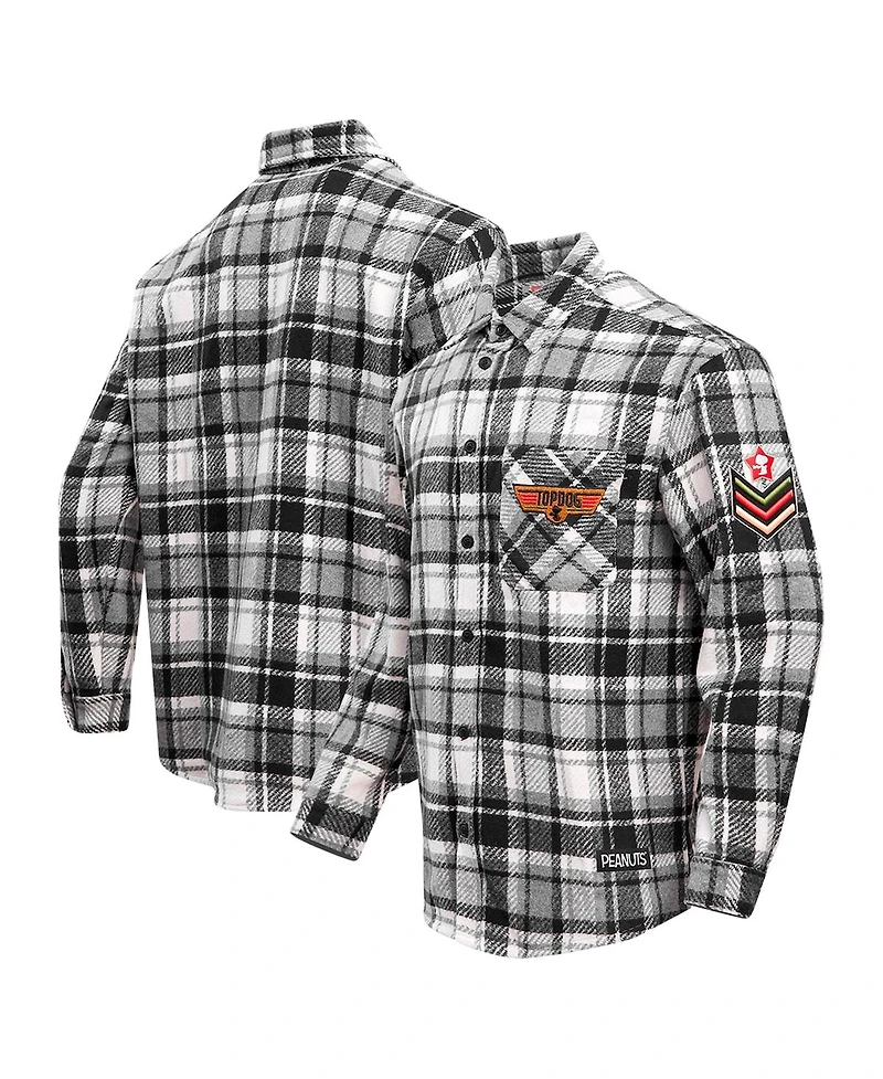 Freeze Max Men's Snoopy Black Peanuts Top Dog Flannel Button-Up Shirt