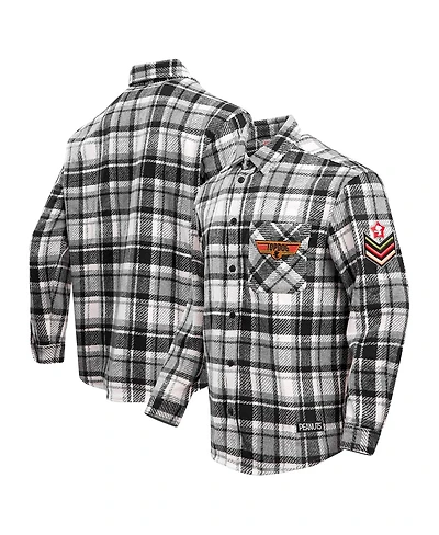 Freeze Max Men's Snoopy Black Peanuts Top Dog Flannel Button-Up Shirt