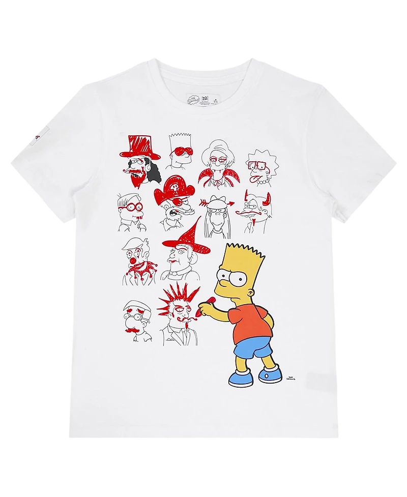 Freeze Max Big Boys and Girls White The Simpsons School Doodles T-Shirt