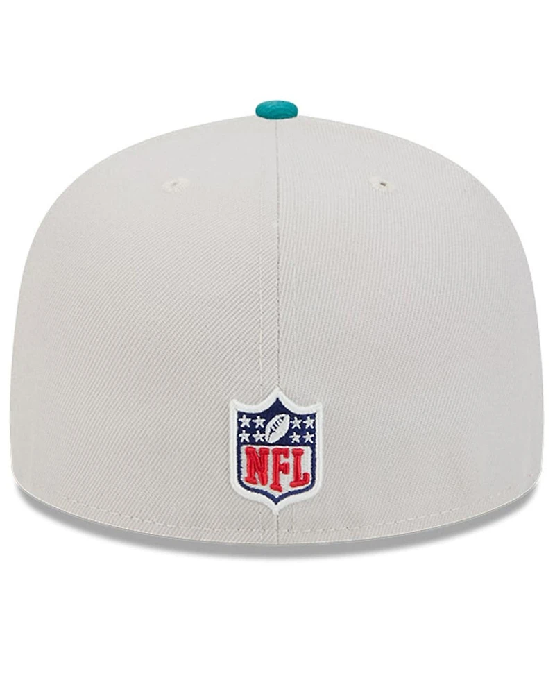 New Era Men's Stone/Aqua Miami Dolphins 2024 Sideline Historic 59FIFTY Fitted Hat