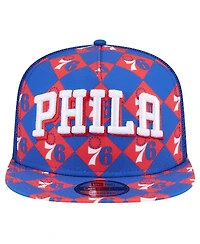 New Era Men's Royal Philadelphia 76ers Seeing Diamonds A-Frame Trucker 9FIFTY Snapback Hat