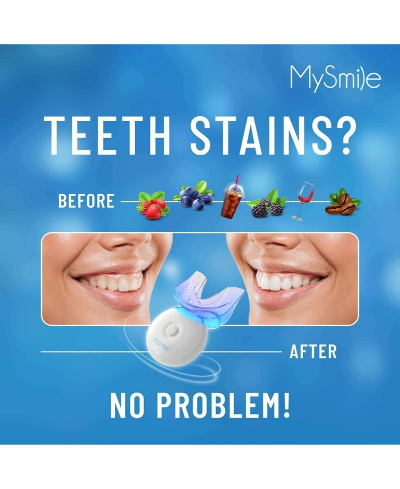 MySmile Teeth Whitening Kit with Led Light, 10 Min Non-Sensitive Fast Teeth Whitener with 3 Carbamide Peroxide Teeth Whitening Gel, Helps to Remove St