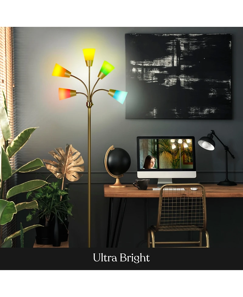 Medusa Modern 78" Led 5-Light Floor Lamp with Interchangeable Shades