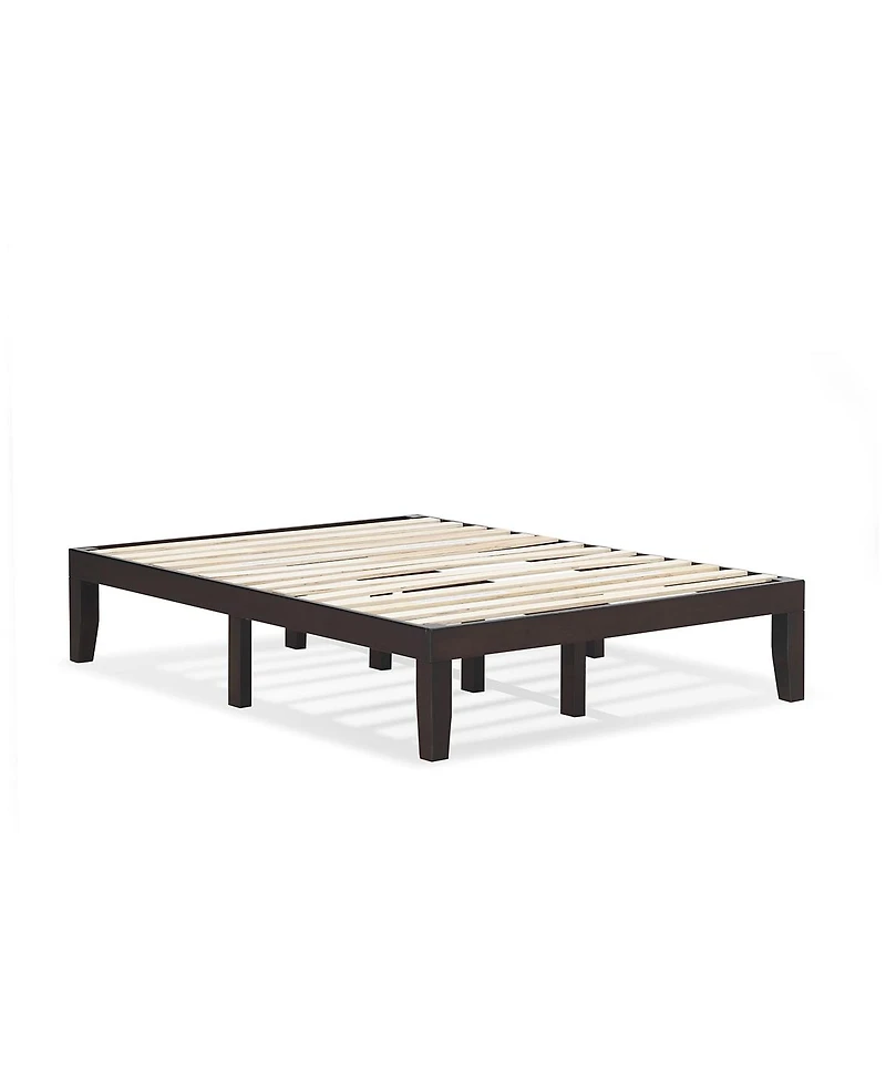 Gymax 14'' Full Size Wooden Platform Bed Frame w/ Strong Slat Support Espresso