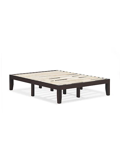 Gymax 14'' Full Size Wooden Platform Bed Frame w/ Strong Slat Support Espresso