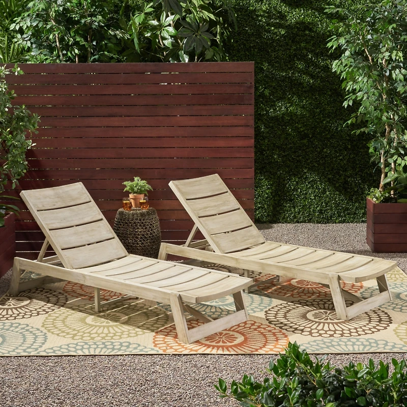 Streamdale Acacia Wood Chaise Lounge Set (Set Of 2)
