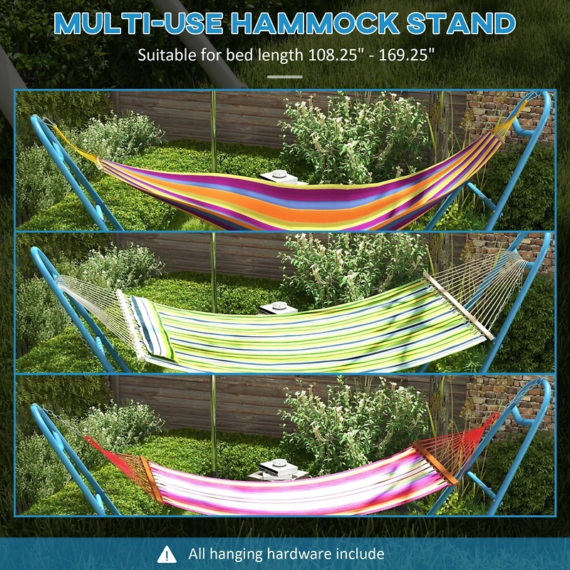 Adjustable Steel Hammock Stand for 9-14ft Hammocks in Blue