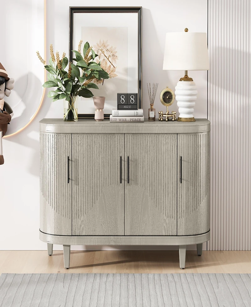 Simplie Fun Curved Sideboard Console Table with Adjustable Shelves