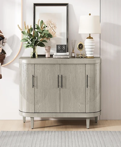 Simplie Fun Curved Sideboard Console Table with Adjustable Shelves