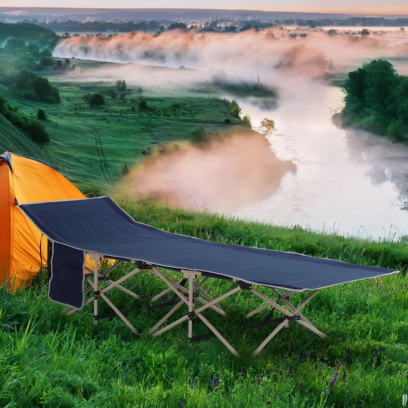 Folding Camping Cot: 330 lbs. Capacity, Blue
