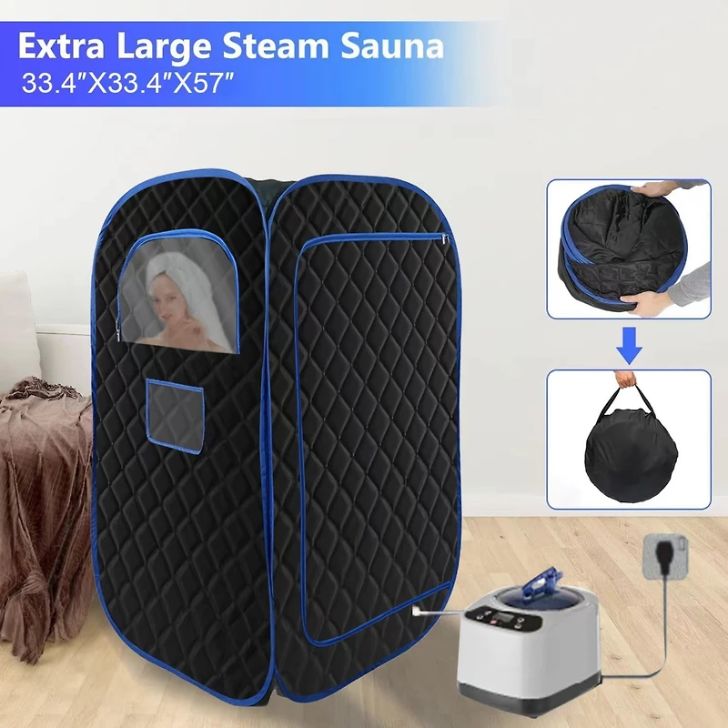 Portable Sauna Tent with Steamer, Remote, and Chair