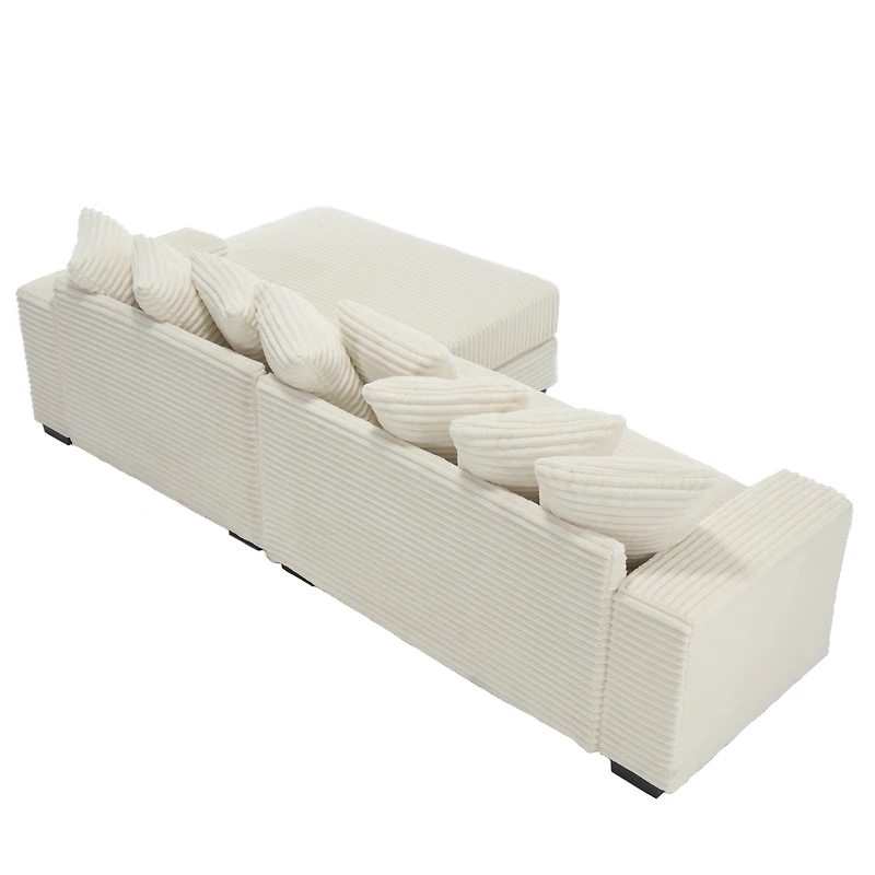 Streamdale Furniture Oversized Velvet L-Shaped Corner Sofa with Pillows