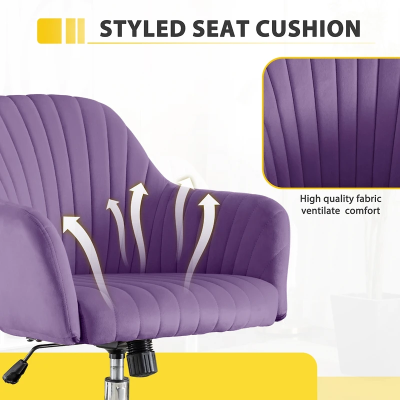 Streamdale Modern Velvet Accent Chair with Adjustable Height and Casters