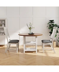 Skonyon Set of 2 Dining Chairs Kitchen Side Chair with Solid Wood Legs-White