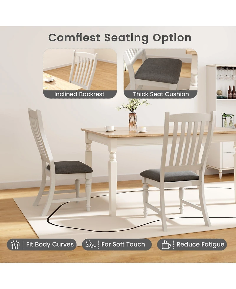 Skonyon Set of 2 Dining Chairs Kitchen Side Chair with Solid Wood Legs-White