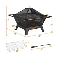Yaheetech Iron Fire Pit for Patio Bbq Camping Bonfire