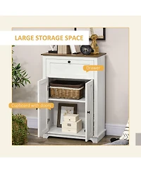 Simplie Fun Farmhouse Barn Door Accent Cabinet with Drawer & Shelf