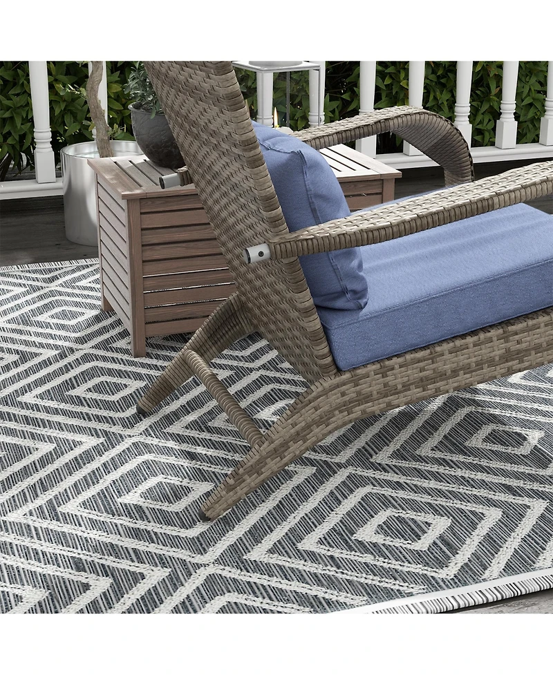 Wicker Adirondack Chair with Ottoman and Cushions for Outdoor Fire Pit