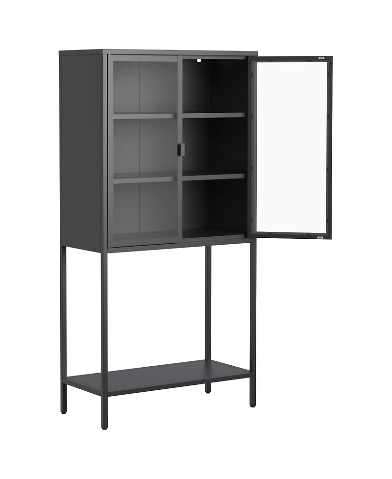 Streamdale Heavy Duty Storage Cabinet with Glass Doors and Shelves