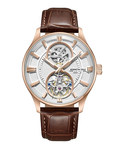 Kenneth Cole New York Men's Automatic Brown Stainless Steel Watch, 43.5mm