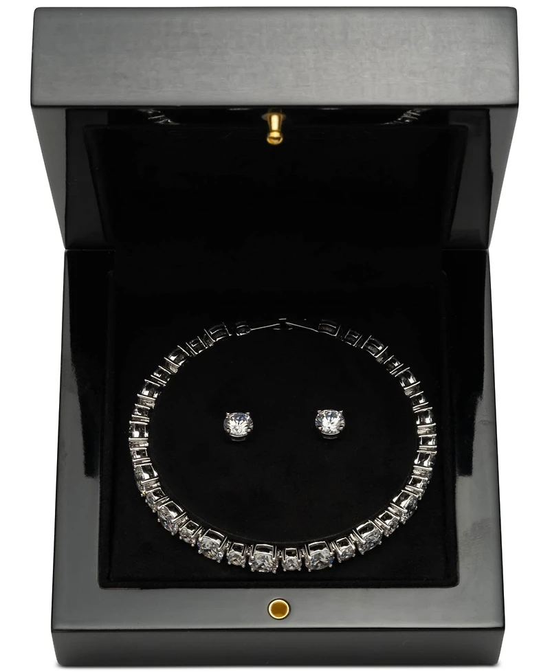 Givenchy Cubic Zirconia Tennis Bracelet & Stud Earrings Set