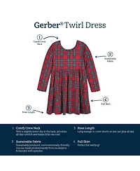 Gerber Toddler Girls Holiday Plaid About You Long Sleeve Dress