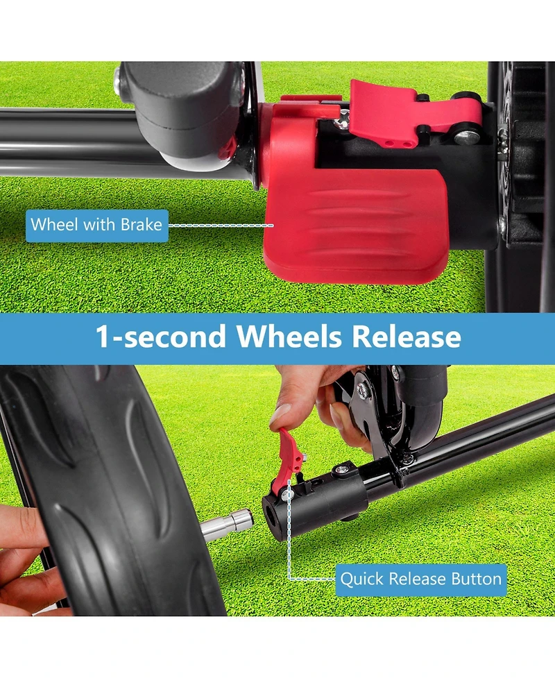 3 Wheel Durable Foldable Steel Golf Cart with Mesh Bag