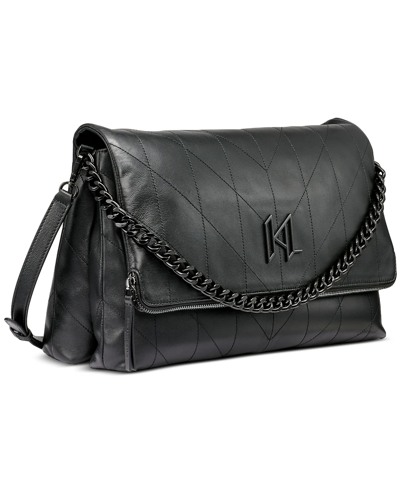 Karl Lagerfeld Paris Lavande Large Leather Shoulder Bag