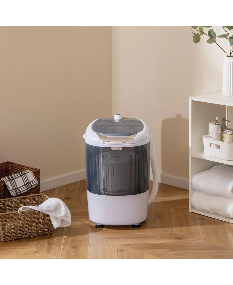 Portable Mini Washing Machine Semi-Automatic Washer and Spinner Combo with Single Tub-Gray
