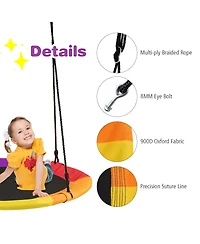 Costway 40'' Flying Saucer Tree Swing 900D Round Swing w/ Multi-ply Rope Colorful