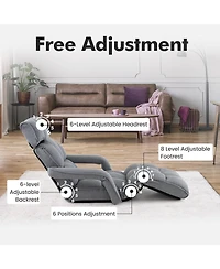 Skonyon 6-Position Adjustable Floor Chair with Adjustable Armrests and Footrest-Gray
