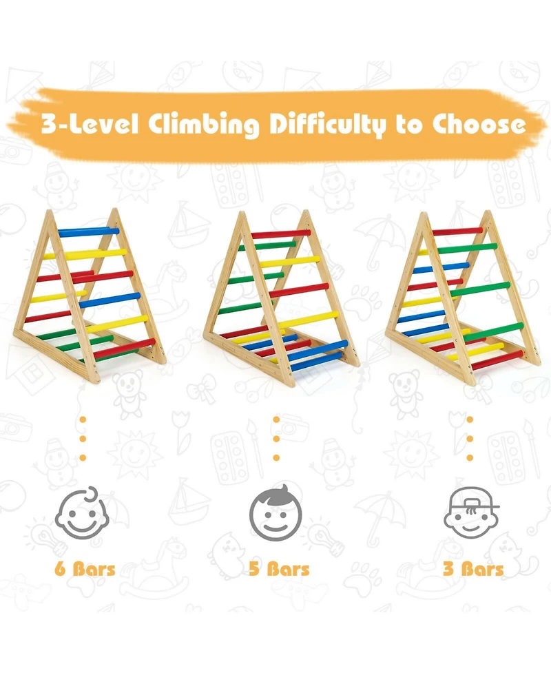 Vebreda Climbing Triangle Ladder with 3 Levels for Kids-Multicolor