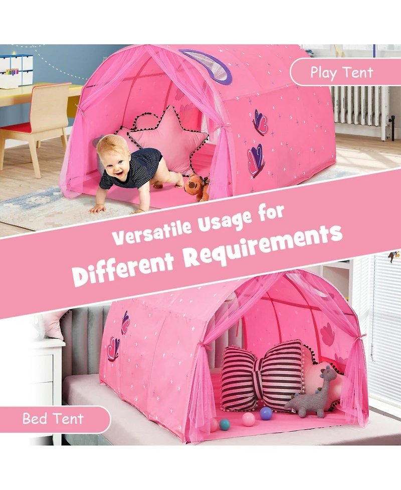 Kids Galaxy Starry Sky Dream Portable Play Tent with Double Net Curtain-Pink