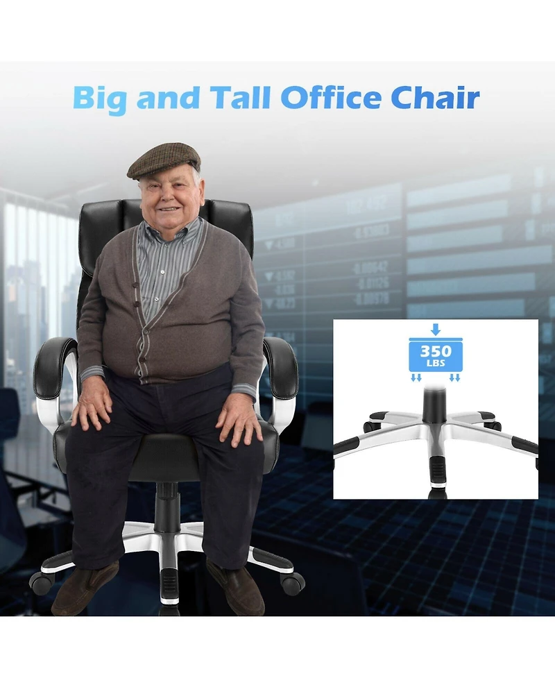 Vebreda Big and Tall Adjustable High Back Leather Executive Computer Desk Chair