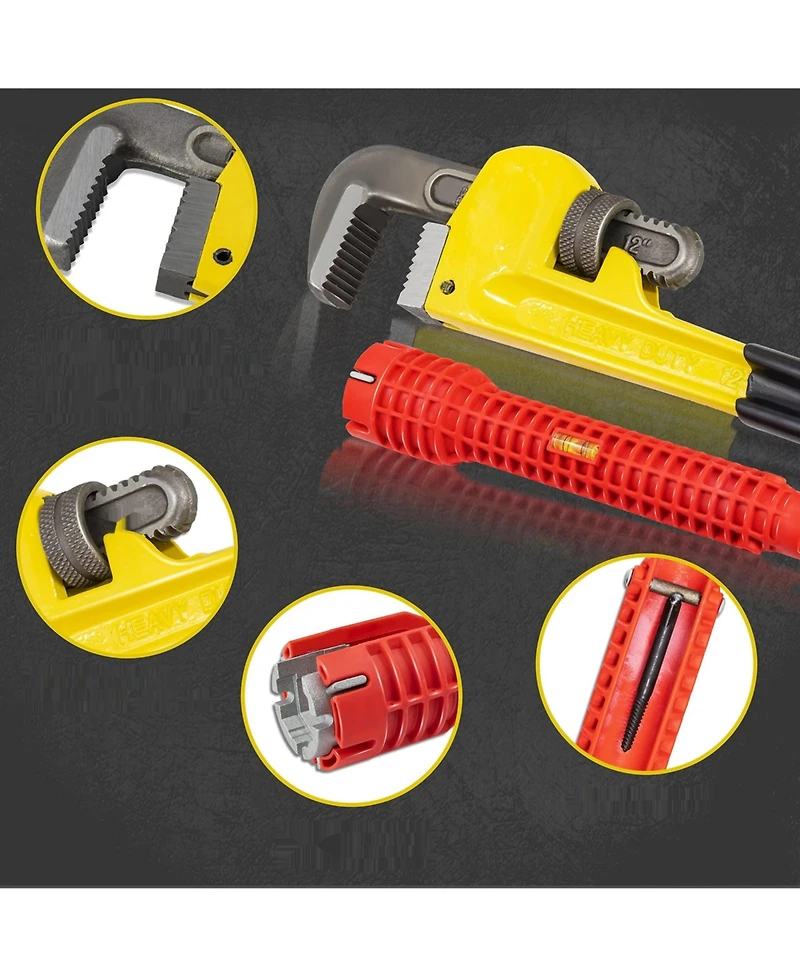 Kotto Heavy Duty Adjustable Pipe Wrench Set with Bag