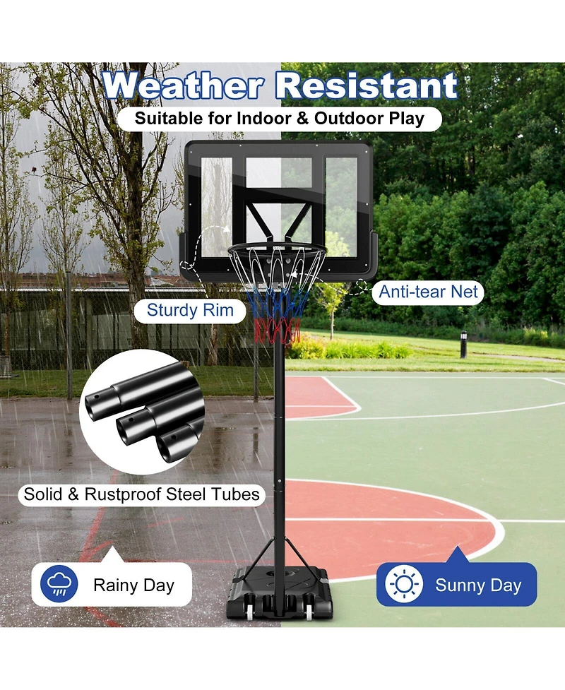 Vebreda Portable Basketball Hoop with 4.6 to 10 Feet 10-Level Height Adjustable