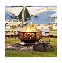 Yaheetech 24in Heavy Duty Fire Pit for Outdoor Patio Backyard